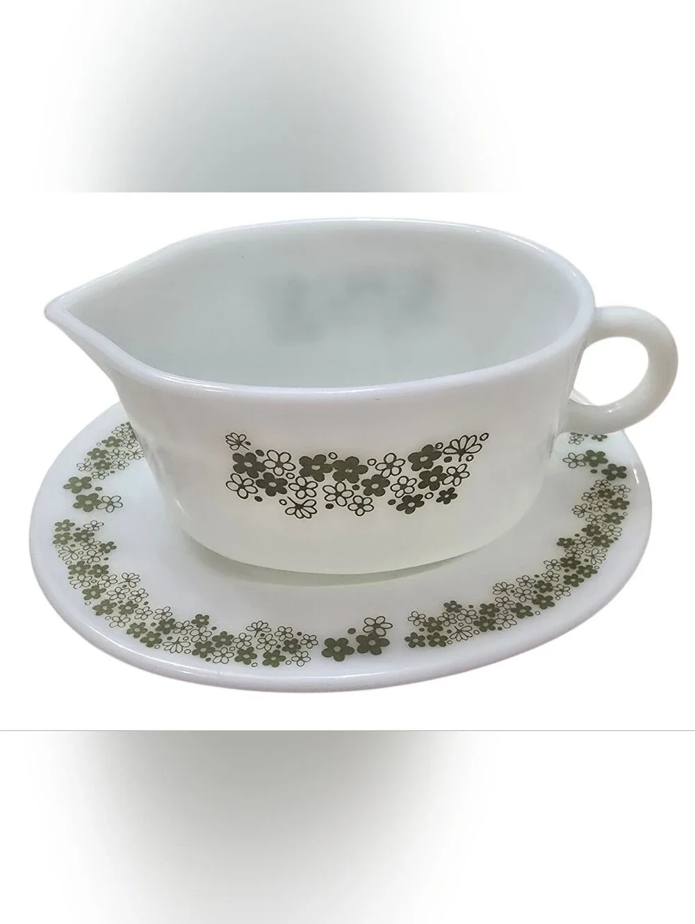 Vintage Pyrex Gravy Boat And Drip Plate Spring Blossom Aka 